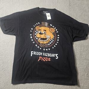 Five Nights At Freddys Adult XL 2023 Black Tshirt Fazbear Pizza New with Tags